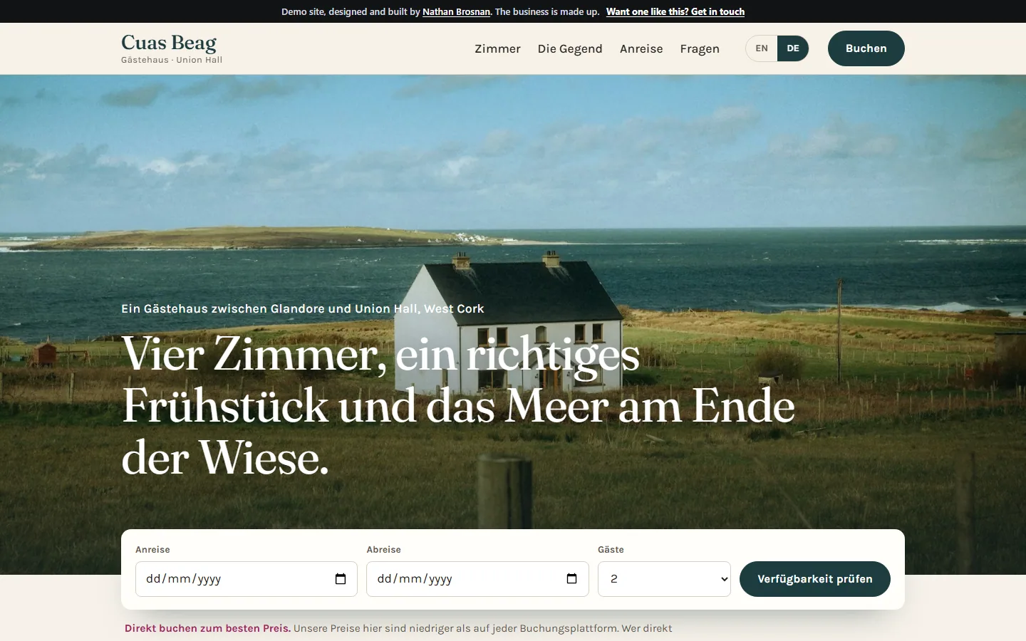 The home page in German.